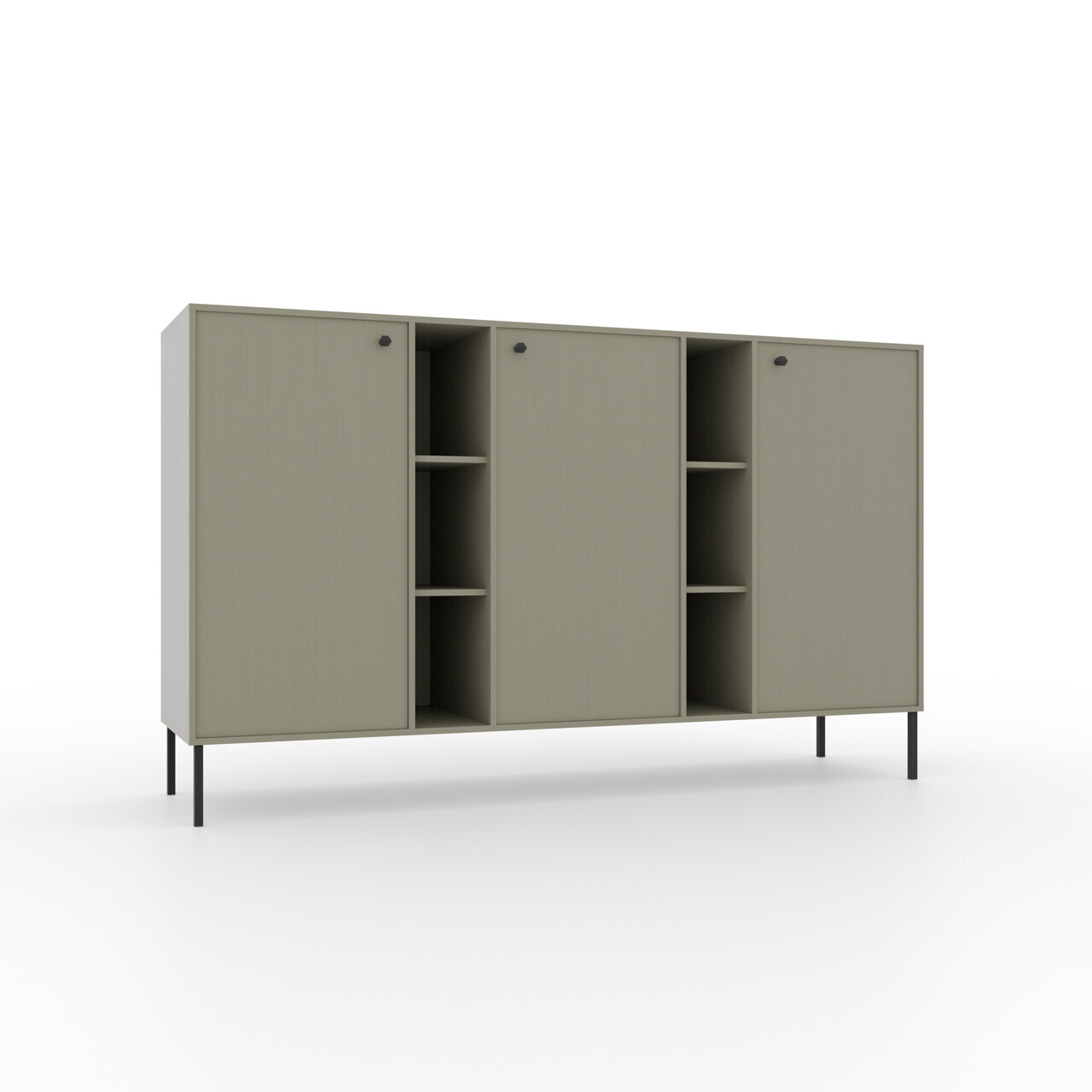 Comoda ADRK, Tili 3D 6P, 157.7x40.8x95 cm, PAL laminat, verde eucalipt — imaginea 2