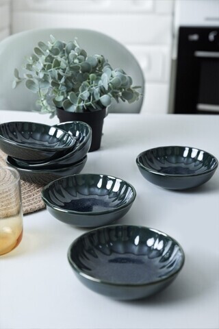 Set boluri pentru aperitive, Hermia, 275KRM2414, Ceramica, Antibacterian, Albastru inchis