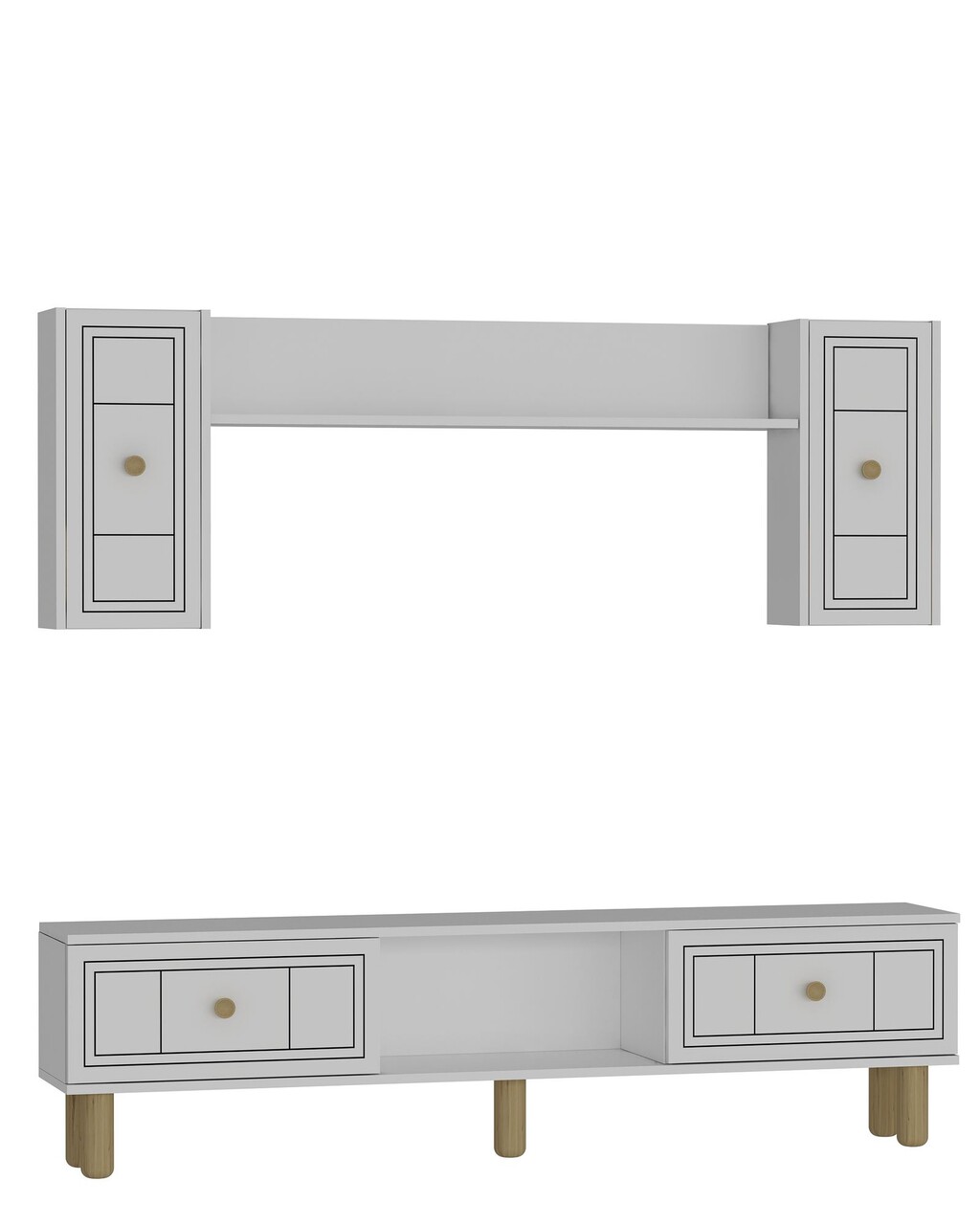 Comoda TV, Hanah Home, Dario Bohem, 150x44.6x29.6 cm, PAL , Alb - imagine 4