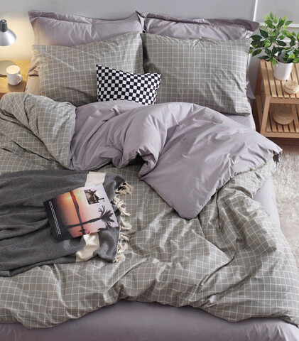 Lenjerie de pat dubla, monte - grey, enlora home, bumbac ranforce