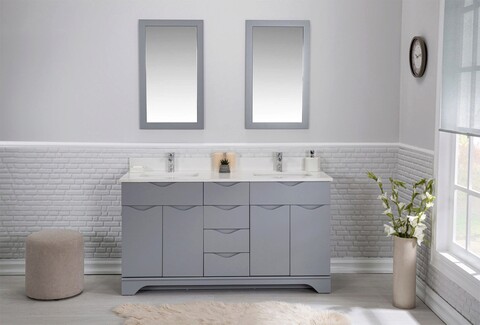 Set mobilier de baie (3 piese), jussara, teton 60, gri