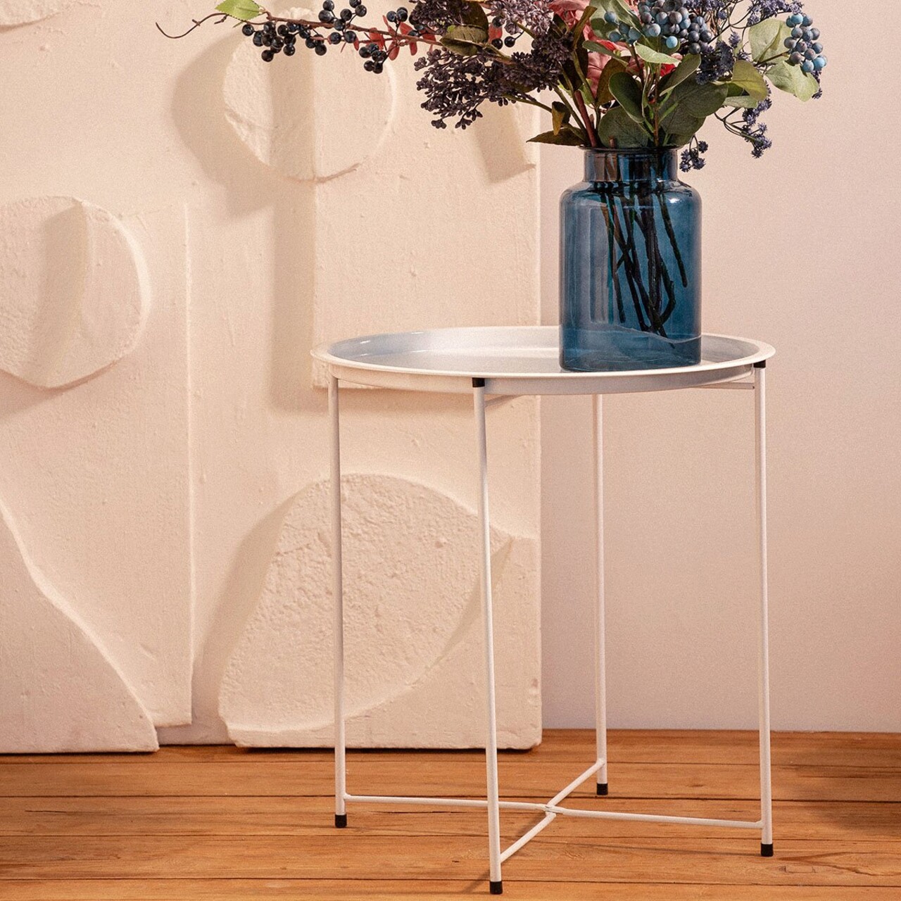 Masuta de cafea Staldis, Homla, 47x47 cm, metal, alb