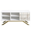 Comoda TV, Decorotika, North, 130x38.6x58.6 cm, Alb/Auriu