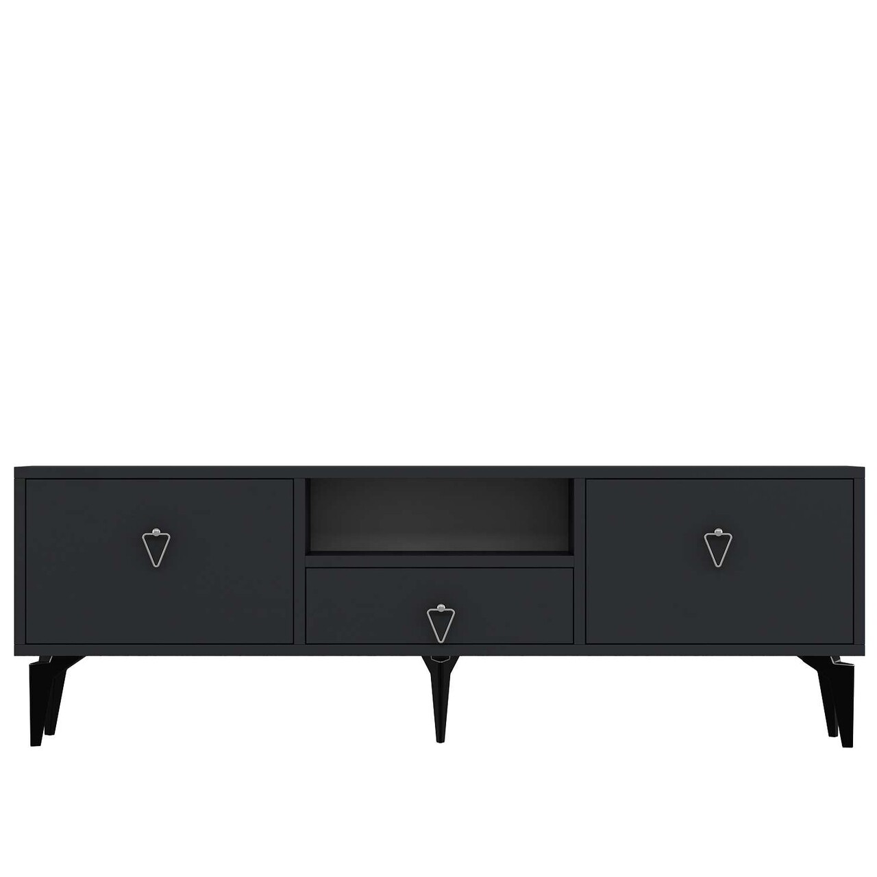 Comoda TV, Hanah Home, 1302-DROP-1, 140x49x30 cm, PAL , Antracit / Argintiu - view 3