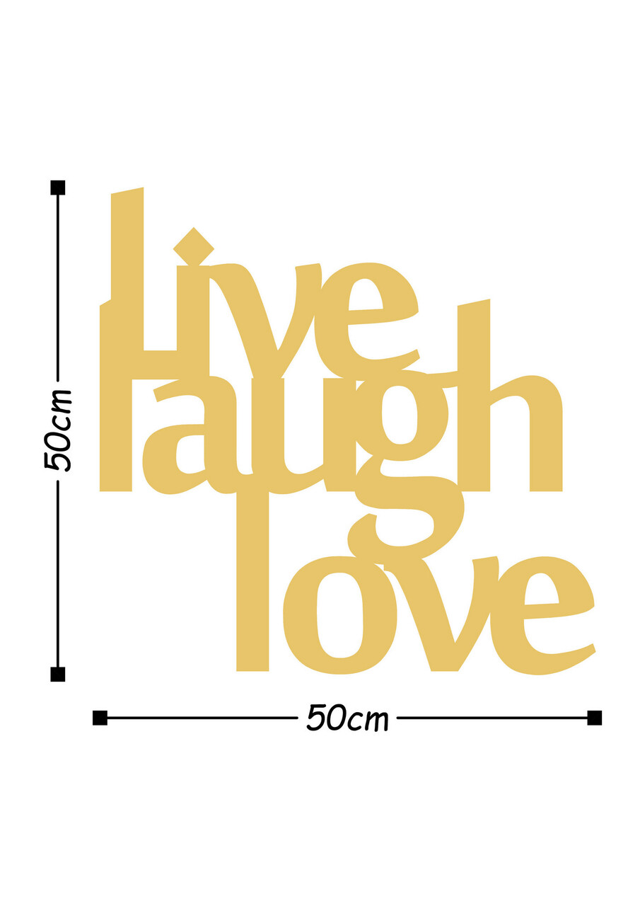 Decoratiune de perete, Lıve Laugh Love Metal Decor, Metal, Dimensiune: 50 x 50 cm, Auriu