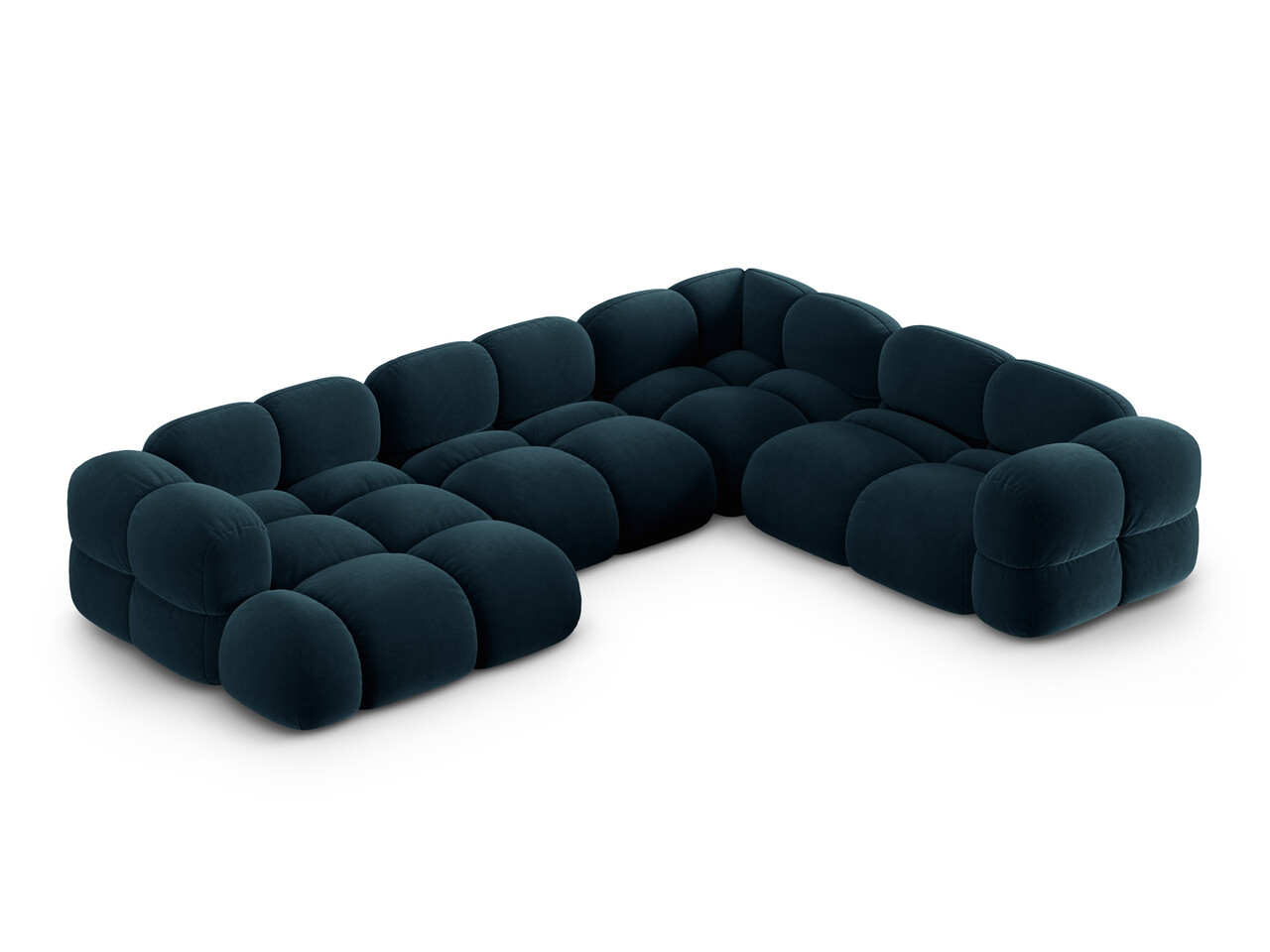 Coltar panoramic dreapta 5 locuri, Loretto, Cosmopolitan Design, 345x250x68 cm, catifea, albastru petrol inchis