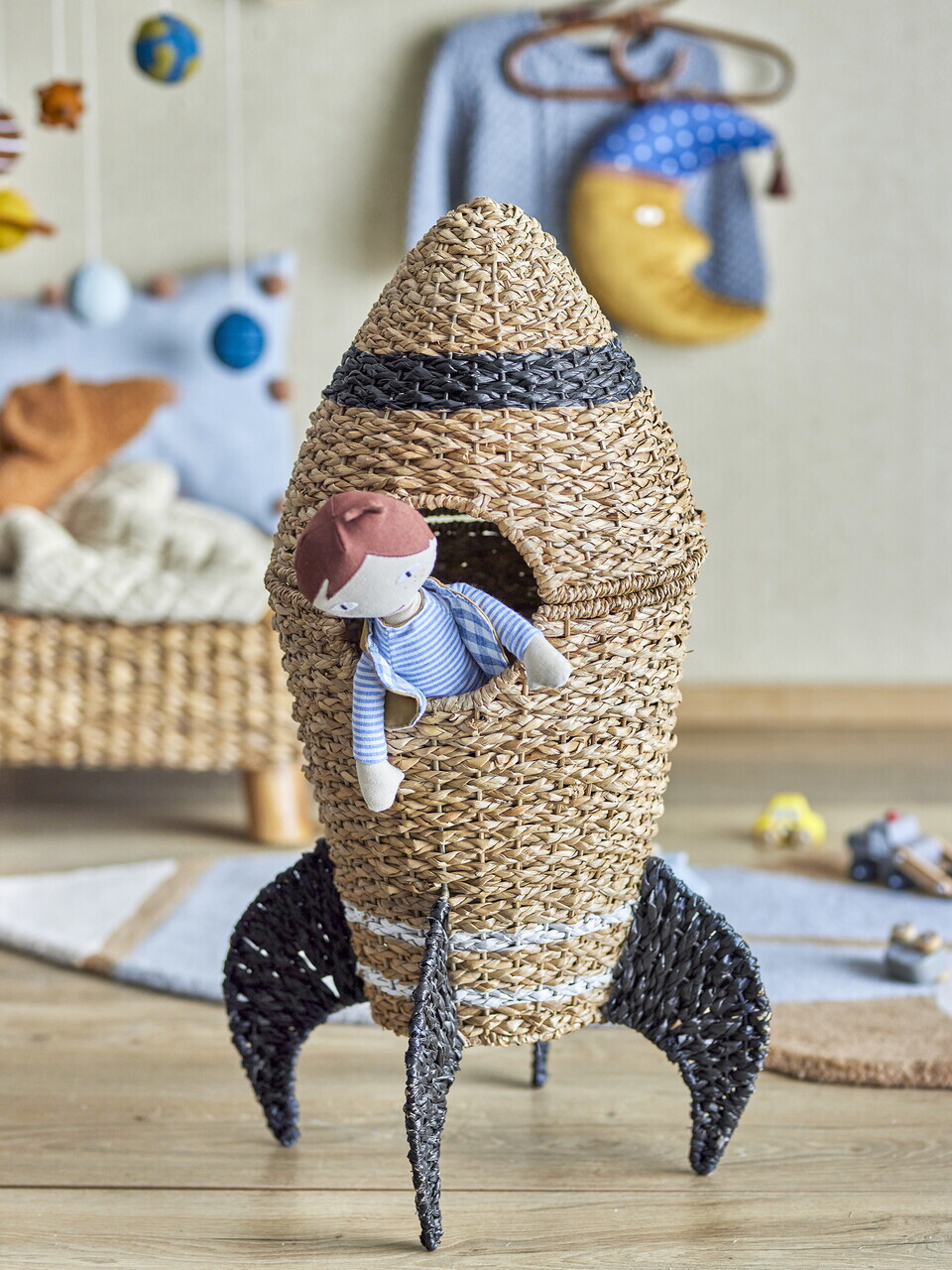 Cos cu capac, Bloomingville, Cosmina, 40x68.5 cm, iarba de mare impletita, natural - imagine 6