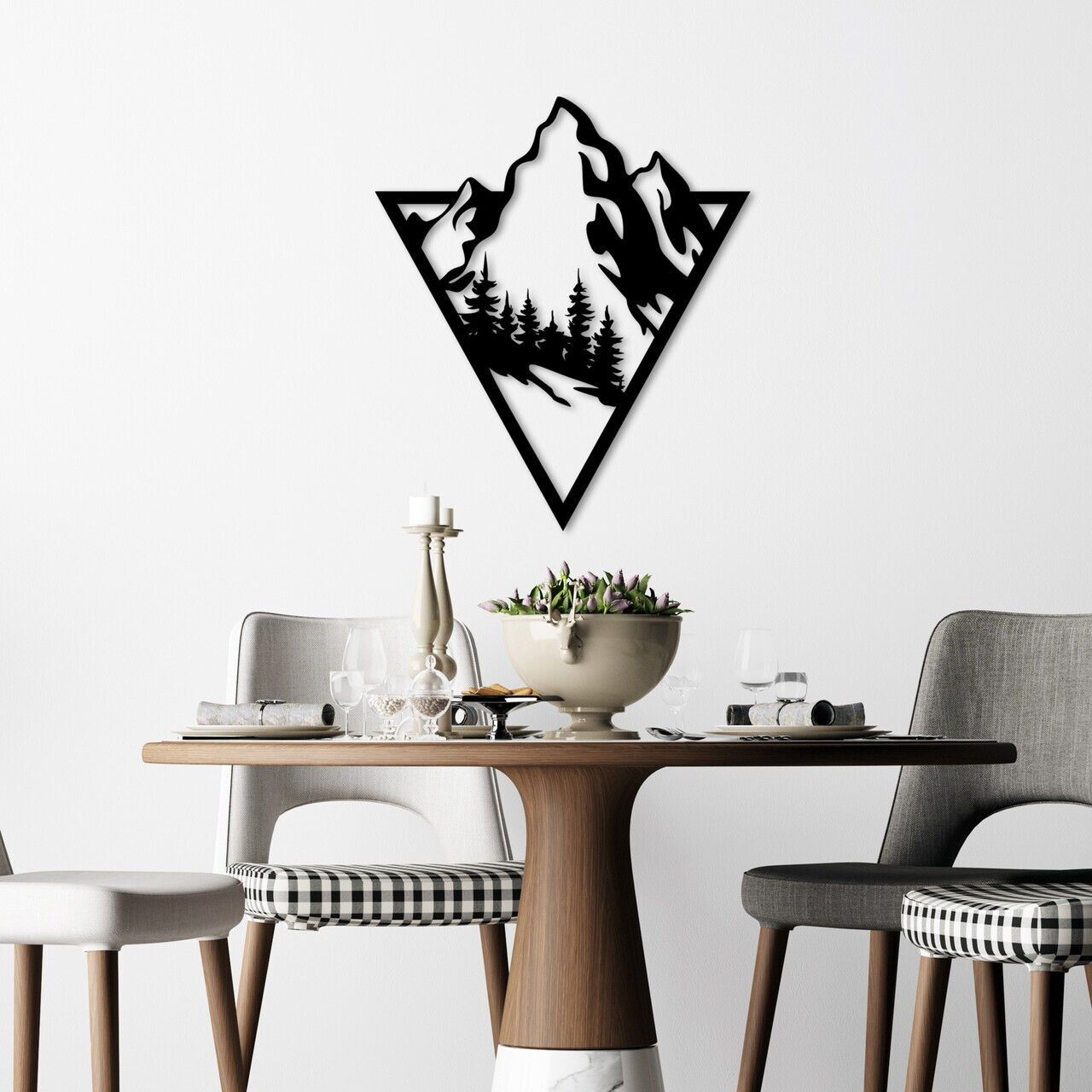 Decoratiune de perete, Montain 2, Dimensiuni: 53 x 46 cm, Negru — imaginea 3