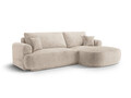 Coltar extensibil dreapta 5 locuri, modular, cu lada depozitare, Ella, Micadoni Home, 271x174x94 cm, tesatura structurata chenille, bej sand