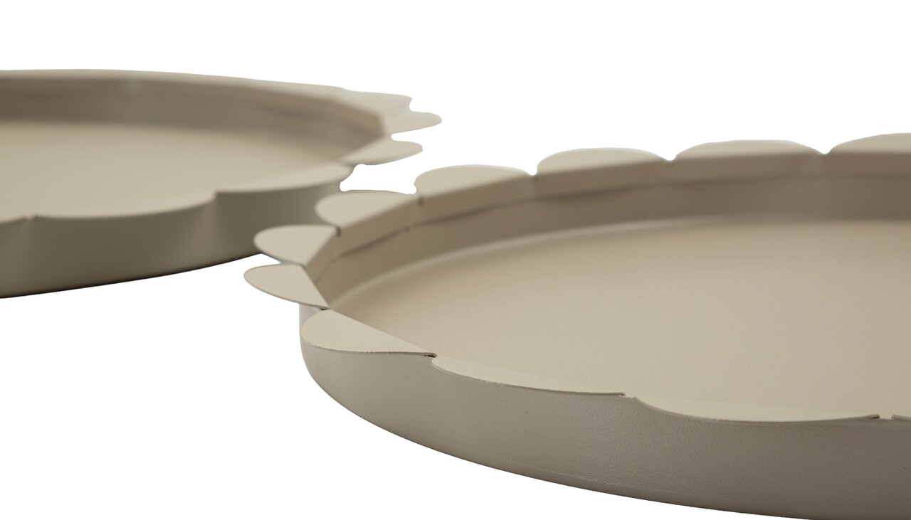 Set 2 tavi decorative, Mauro Ferretti, Saturn, 33x33x2 cm, metal, gri dove - imagine 2
