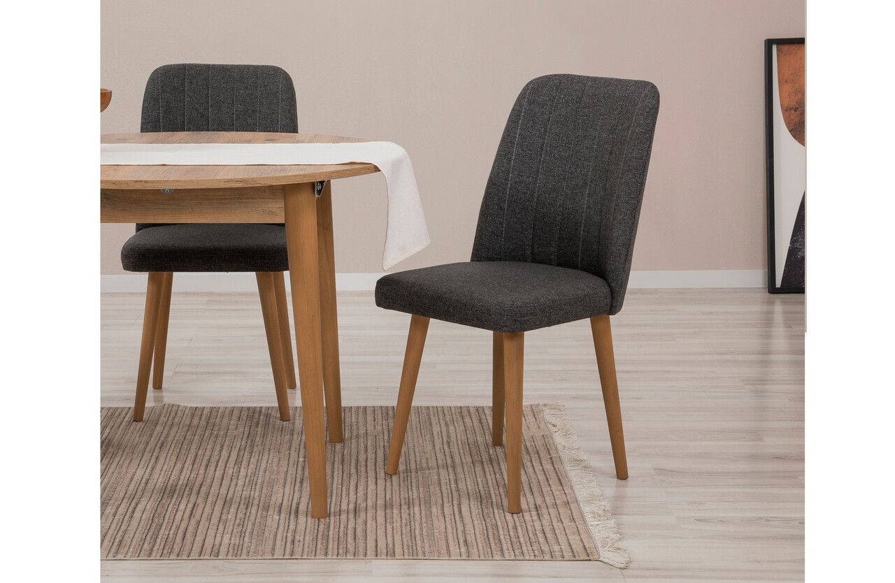 Set masa extensibila si scaune, 3 piese, Hanah Home, Vina 1053, Pin Atlantic / Antracit - imagine 2