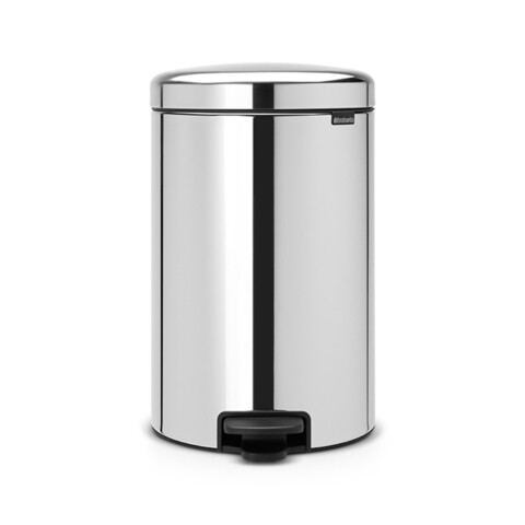 Cos de gunoi cu pedala, Brabantia, NewIcon Brilliant Metal Bucket, 20 L, 38x29x46.7 cm, otel, argintiu
