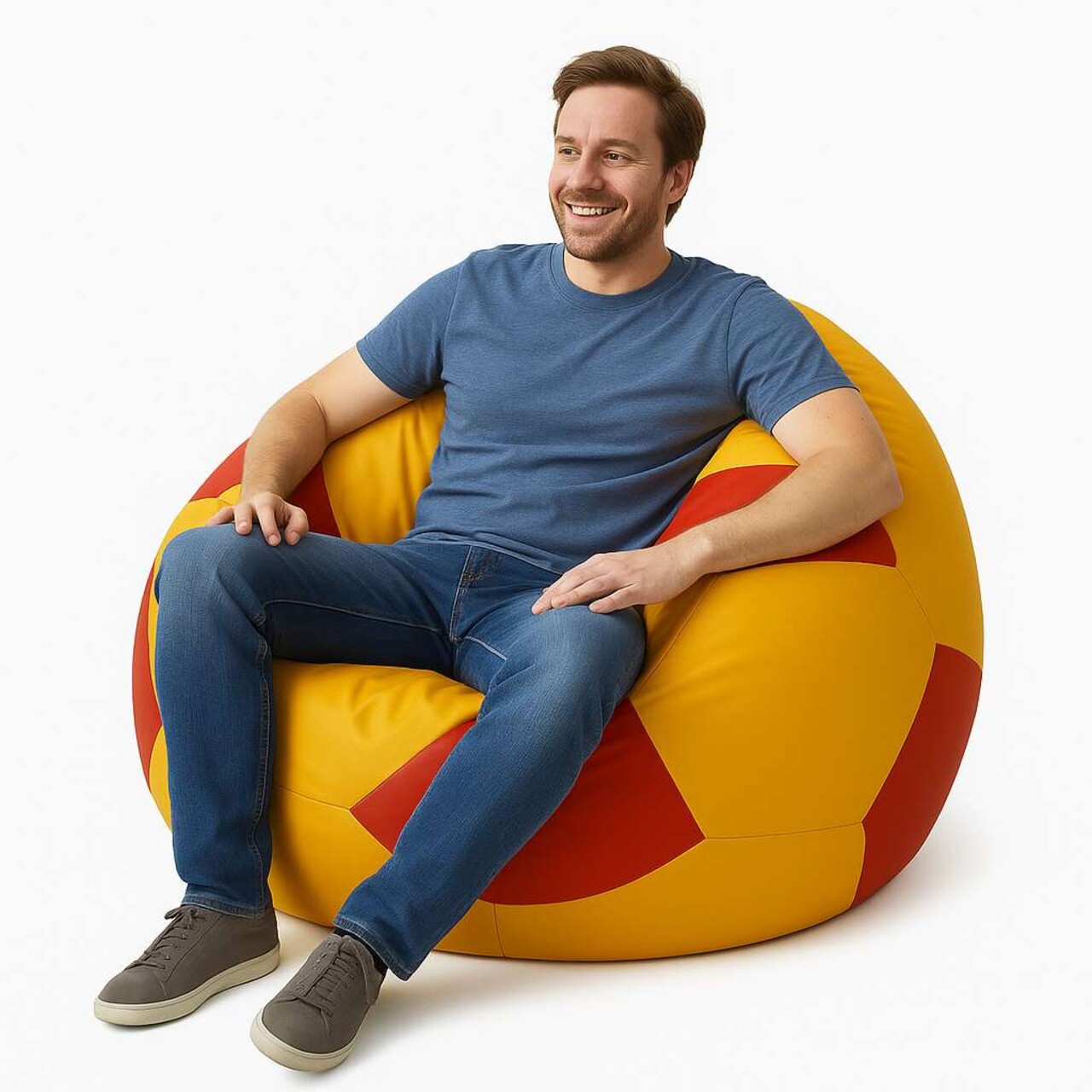 Fotoliu puf Bean Bag, Atelier del Sofa, 535PFT1225, Piele ecologica, Roșu / galben - view 2