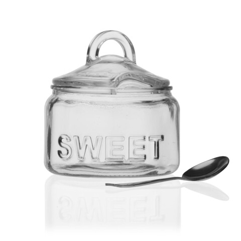 Zaharnita cu lingurita sweet, versa, 530 ml, 11.5 x 11.5 x 12 cm, sticla