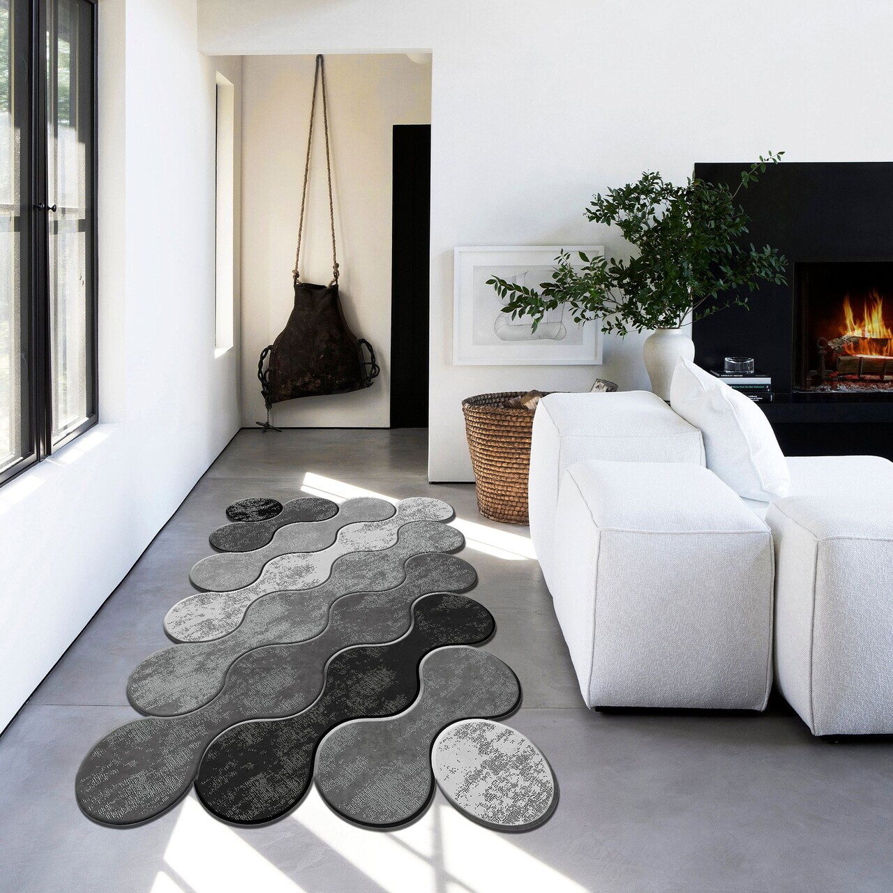 Covor, Wookece292, 160x230 cm, Alb / Gri / Negru — imaginea 2