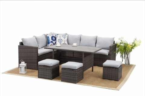 Set mobilier de gradina Heinner, 7 piese, Atena Brown/ Grey