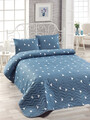 Set cuvertura de pat dubla 3 piese, Üçgen - Blue, Eponj Home, 65% bumbac/35% poliester