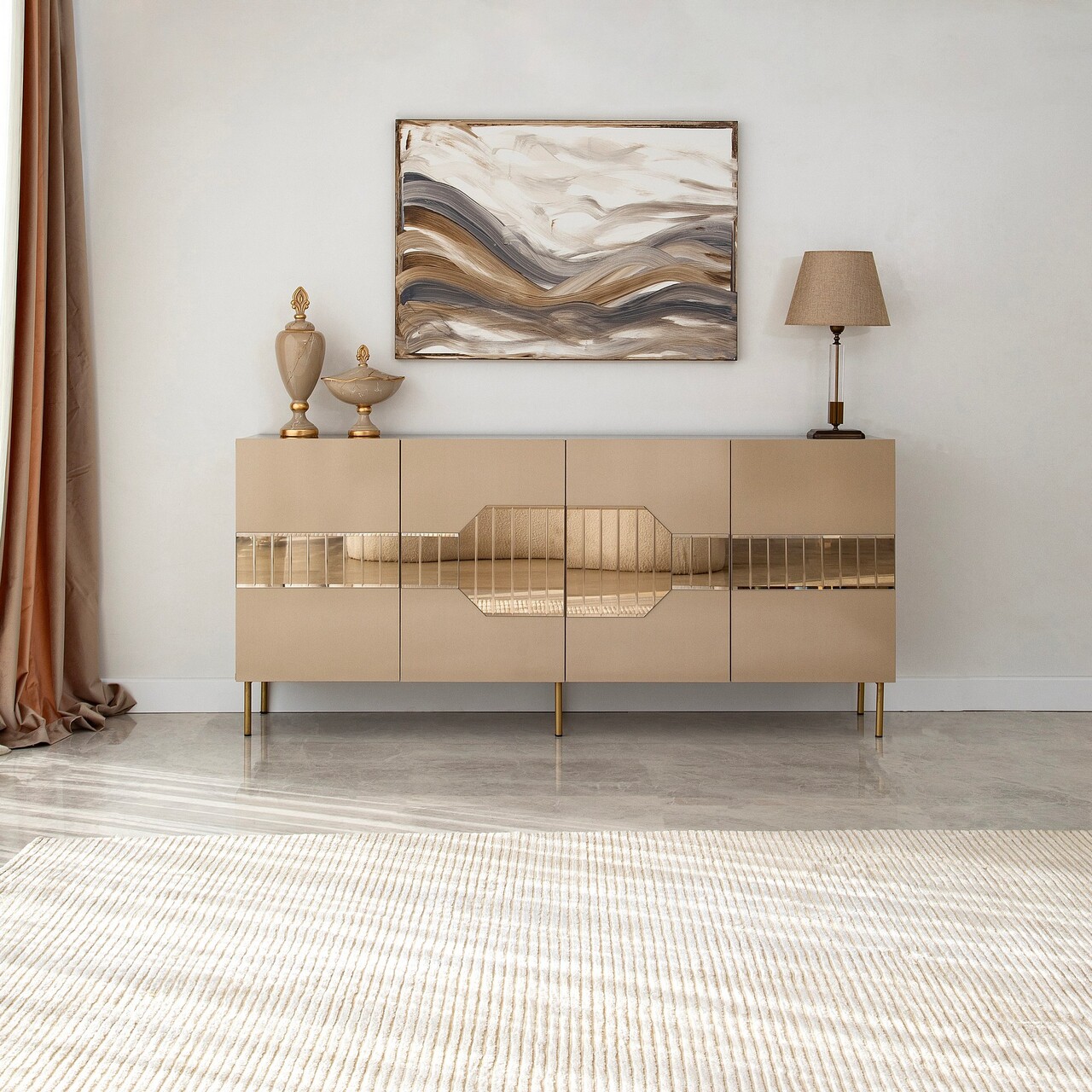 Consola, Neostill, Milan, 180x80x40 cm, MDF , Bronz / Aur - 1 | YEO
