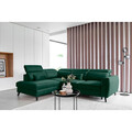 Coltar extensibil stanga 4 locuri ELTAP, LT-35NU, Noble, 255x201x100 cm, lemn/poliester, verde inchis