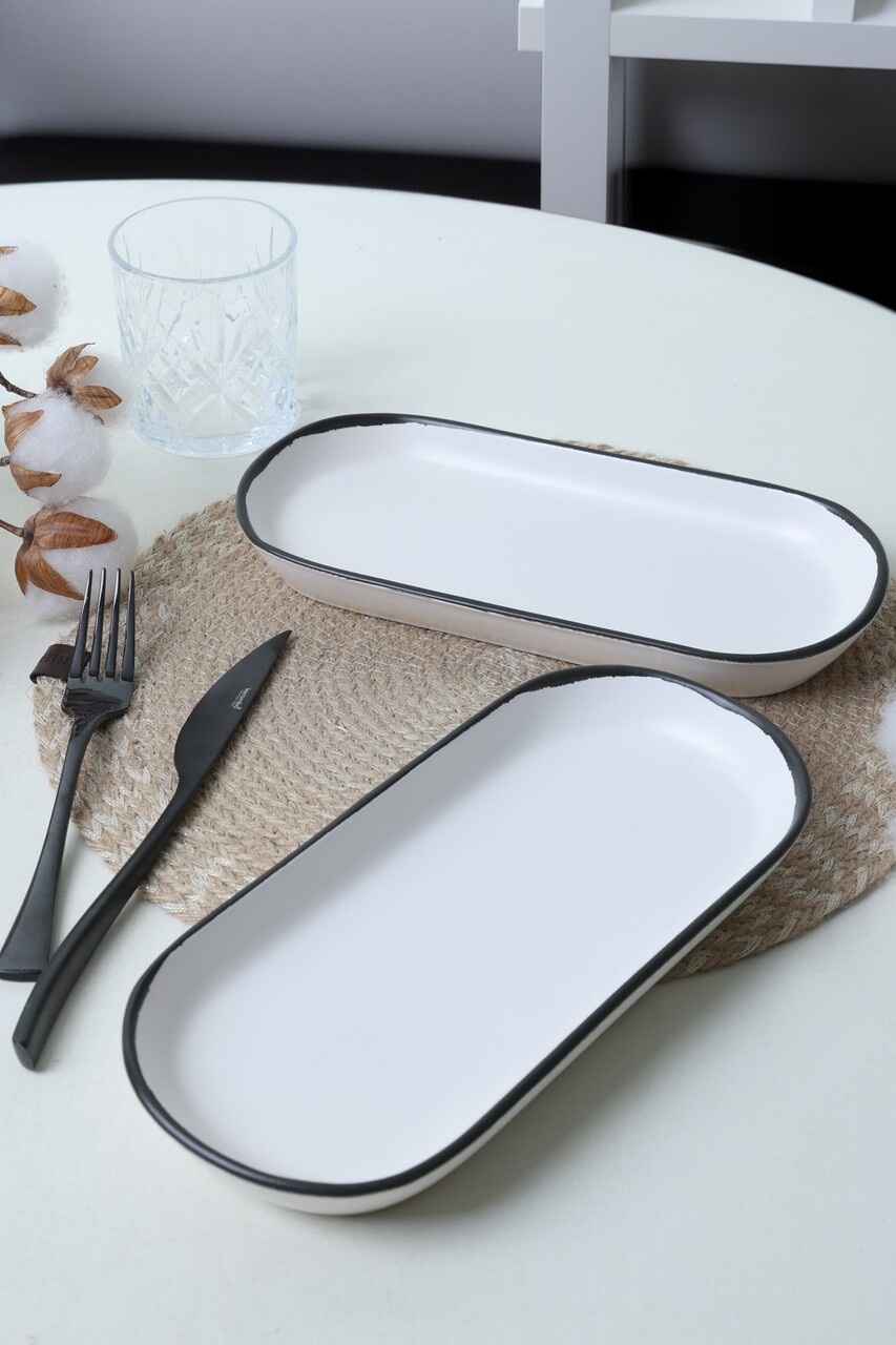 Set platouri servire, Hermia, 275KRM2524, Eco-Friendly, Alb mat - imagine 2