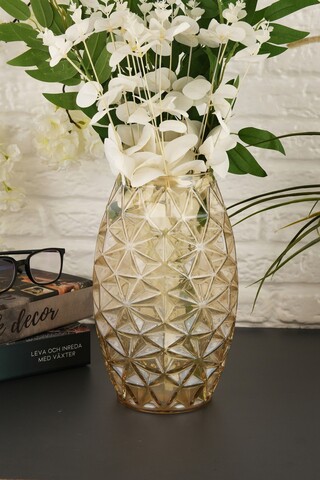 Vaza, Sedef D26B, 10x26x10 cm, Sticla, Auriu