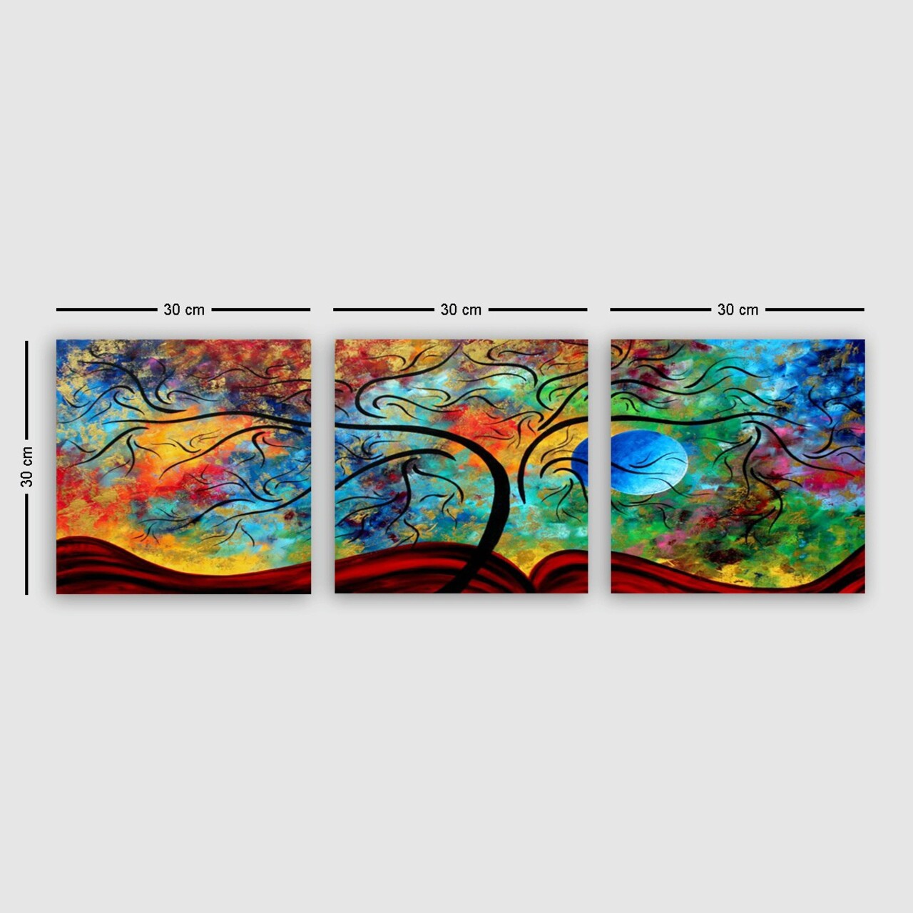Set 3 tablouri decorative, Pdrmdr8835, Cadru: 100% LEMN (grosime: 3 cm), Multicolor - view 2