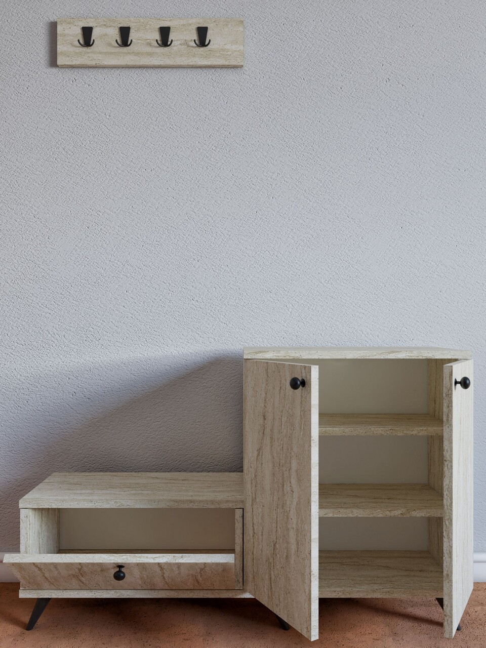 Cuier de perete, Mod Design, Evva, Travertin - 2 | YEO