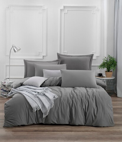 Lenjerie de pat dubla King Quilt (BL) Fresh Color, Mijolnir, 3 piese, 240×220 cm, bumbac ranforce, gri (BL)