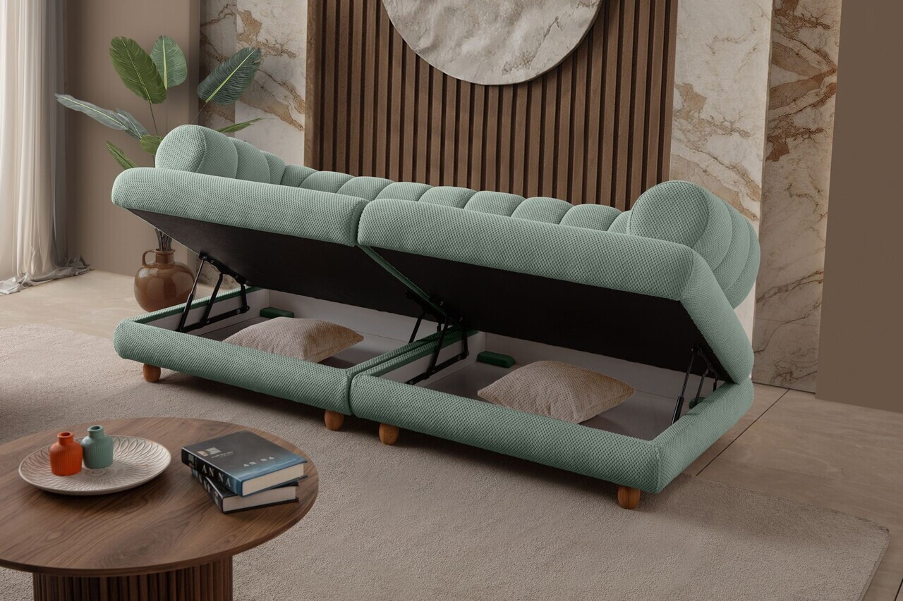 Canapea 3 locuri, Atelier del Sofa, 752EST1160, Lemn de carpen/PAL melaminat, Verde - view 4