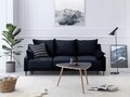 Canapea extensibila, Lilas, Mazzini Sofas, 3 locuri, cu lada de depozitare, 215x94x90 cm, catifea, albastru inchis