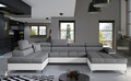 Coltar extensibil stanga 5 locuri ELTAP, Edr-23, Eduardo, 337x205x88 cm, lemn/poliester, gri inchis/alb