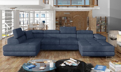 Coltar extensibil stanga 6 locuri ELTAP, Rod-37, Rodrigo, 345x202x90 cm, lemn/poliester, albastru