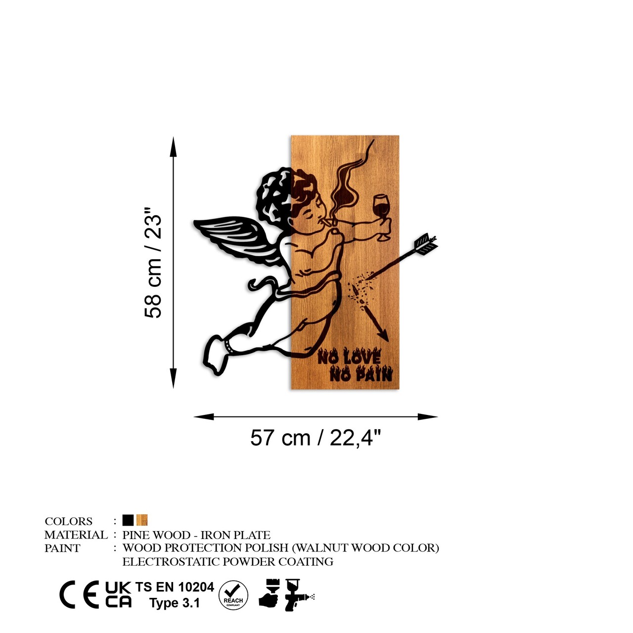 Decoratiune de perete, Wine &amp; Eros, Lățime: 57 cm, Nuc / Negru - view 7