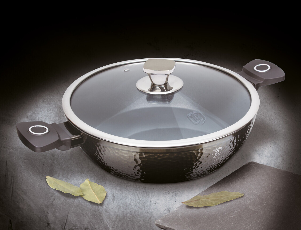 Oala cu capac Berlinger Haus, Primal Gloss, 24 cm, 2.3 L, aluminiu forjat, negru - imagine 16