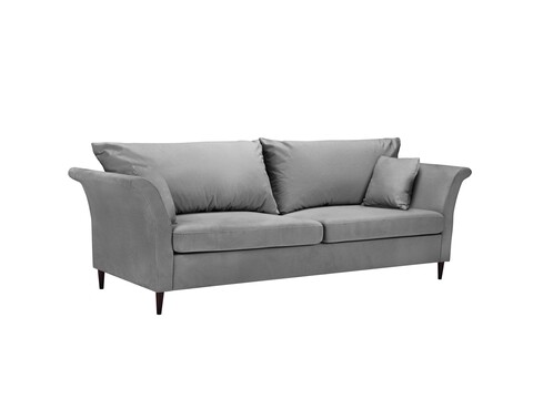 Canapea extensibila, Pivoine, Mazzini Sofas, 3 locuri, cu lada de depozitare, 245x95x98 cm, catifea, gri deschis