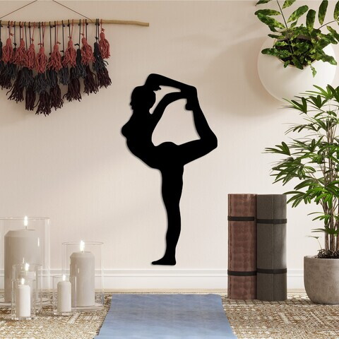 Decoratiune de perete, Yoga 18, 30 x 60 cm, Negru