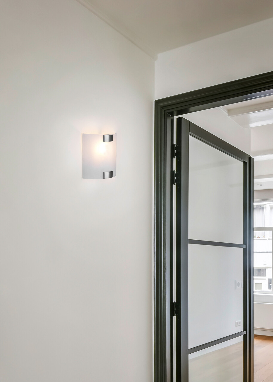 Aplica de perete Pura, TRIO, 20x20 cm, 40W, 1x E27, metal, nichel mat/alb