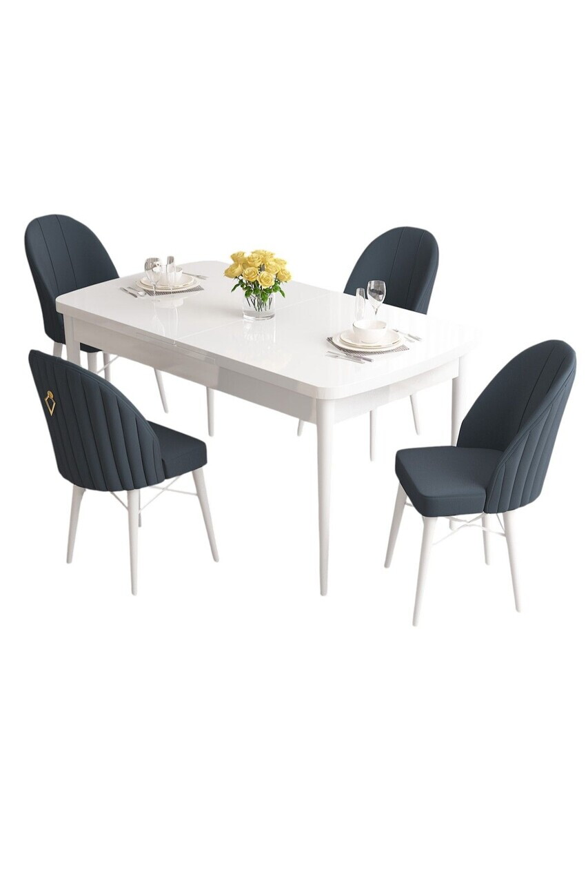 Set masa extensibila si scaune (5 piese), Hanah Home, Roz, Alb / Antracit — imaginea 2