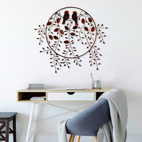Decoratiune de perete, love of birds, metal, dimensiune: 86 x 75 cm, multicolor