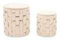 Set 2 taburete cu spatiu depozitare Shanty, Mauro Ferretti, 37x42 cm, 28x35 cm, fier/MDf/poliester, crem/auriu