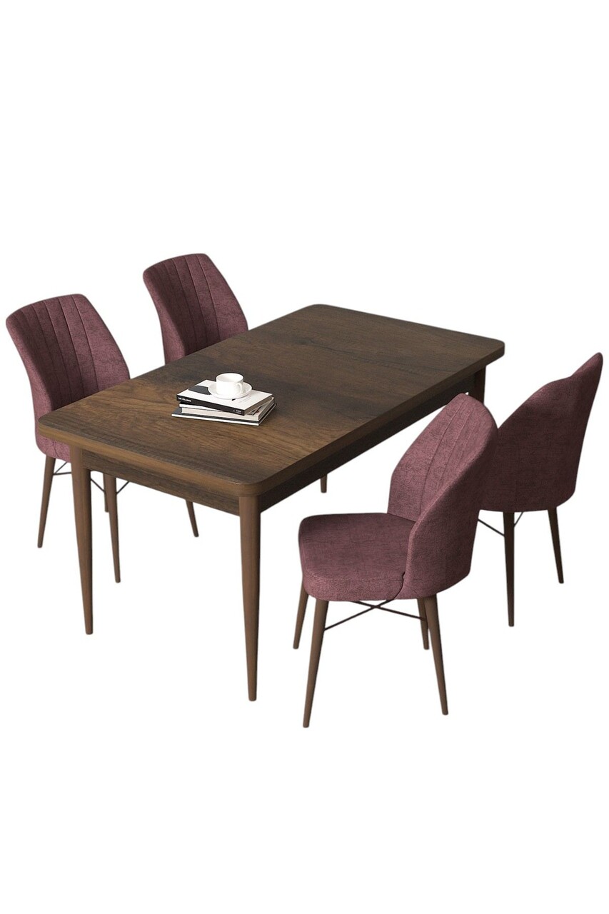 Set masă și scaune (5 bucăți), Hanah Home, Arp, Baroc / Roz Păfuit - view 2