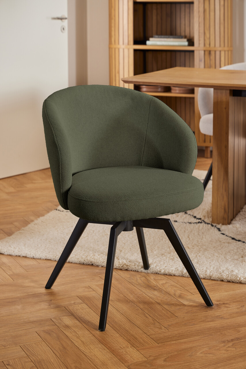 Scaun Darlene, Actona, 58.5x60x80 cm, rotativ, tesatura structurata/otel, verde - view 5
