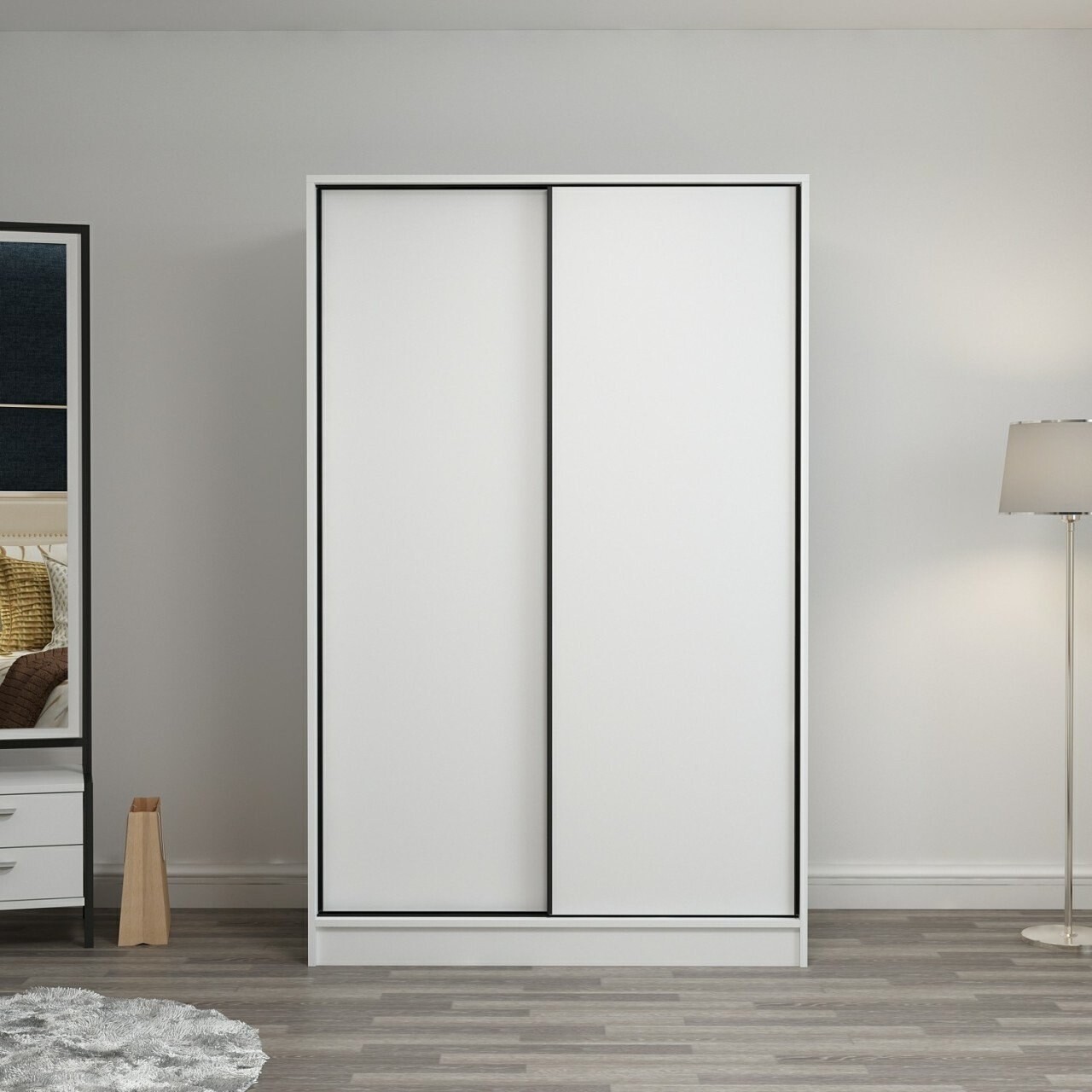 Dulap pentru haine, Minerva, Kale White, 120x210x60 cm, PAL, Alb - 1 | YEO