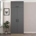 Dulap pentru haine, Minerva, Kale Anthracite, 90x235x52 cm, PAL, Antracit