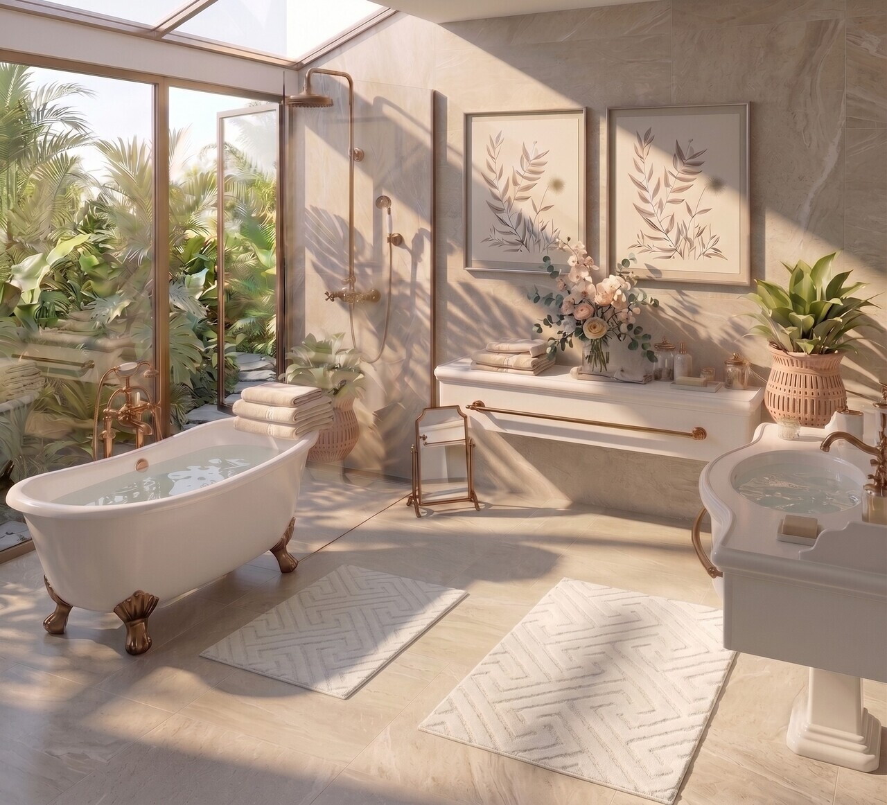 Set covorase de baie, L'essentiel Maison, Ojin, Ecru — imaginea 2