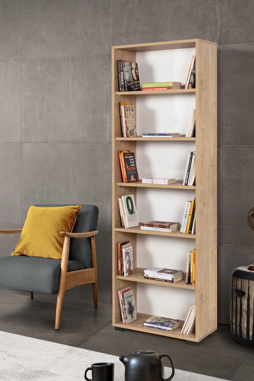 Corp biblioteca, Hanah Home, Evm 8122, 60x187x30 cm, PAL, Maro — imaginea 2