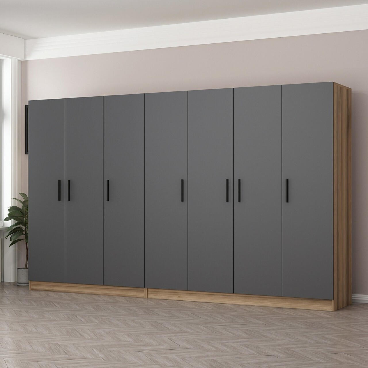 Dulap pentru haine, Minerva, Kale, 315x190x52 cm, PAL, Antracit - 1 | YEO