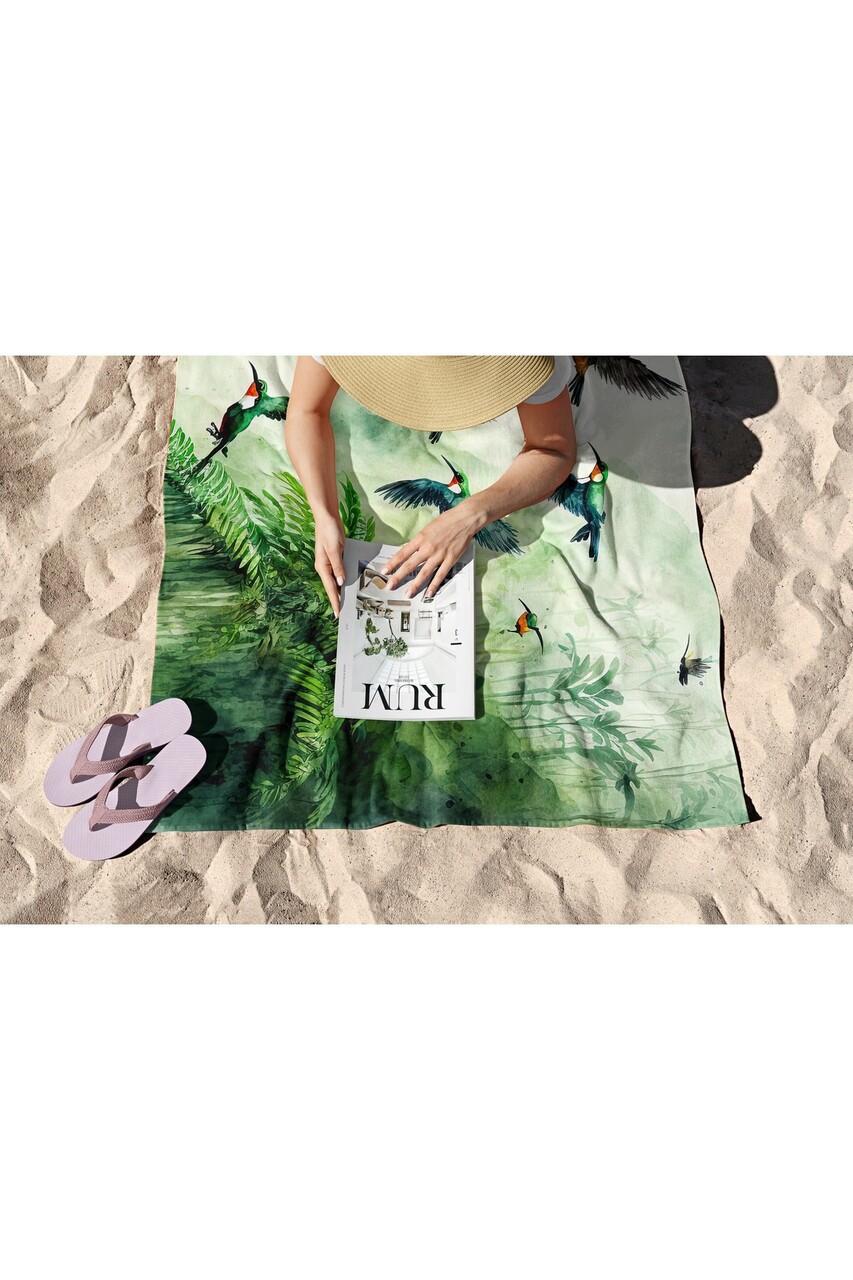 Prosop de plaja, Astacura, Water Color Jungle 70, 70x130 cm, Poliester/Poliamida, Multicolor
