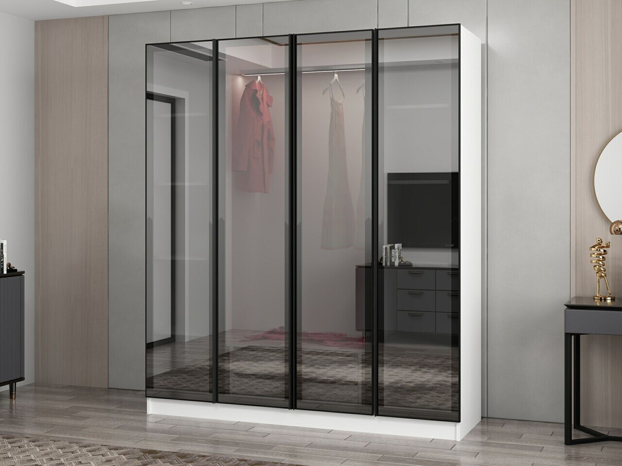 Dulap pentru haine, Hanah Home, Nisa, 180x210x52 cm, Alb — imaginea 4