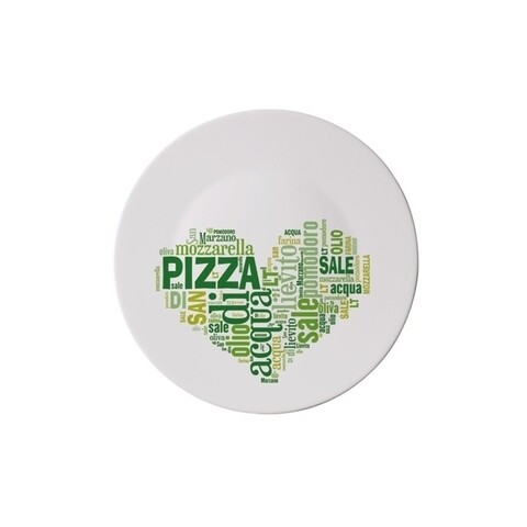 Platou pentru servire I love pizza, Bormioli, Ø33 cm, opal, verde